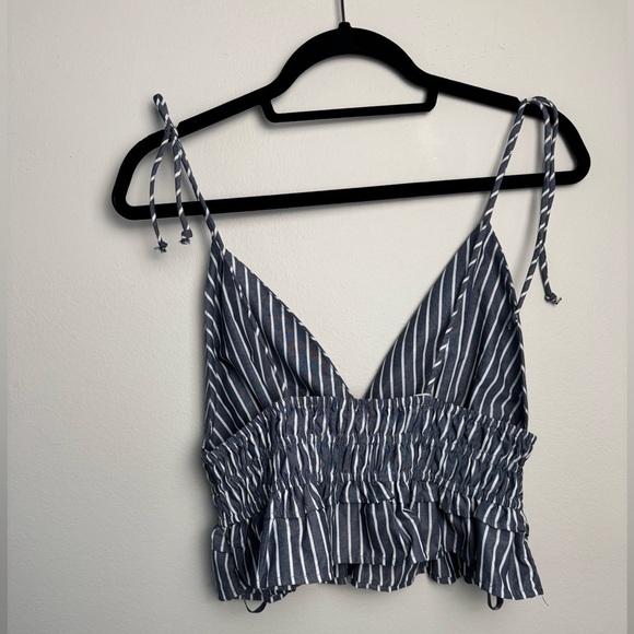 Sim & Sam Backless Scrunch Tank Top Blue & White Stripes NWT - Picture 4 of 8